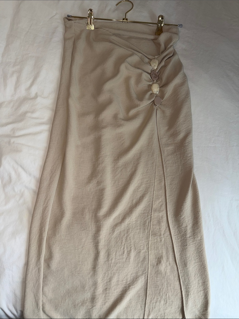 Zara Cream Button-Accent Maxi Skirt